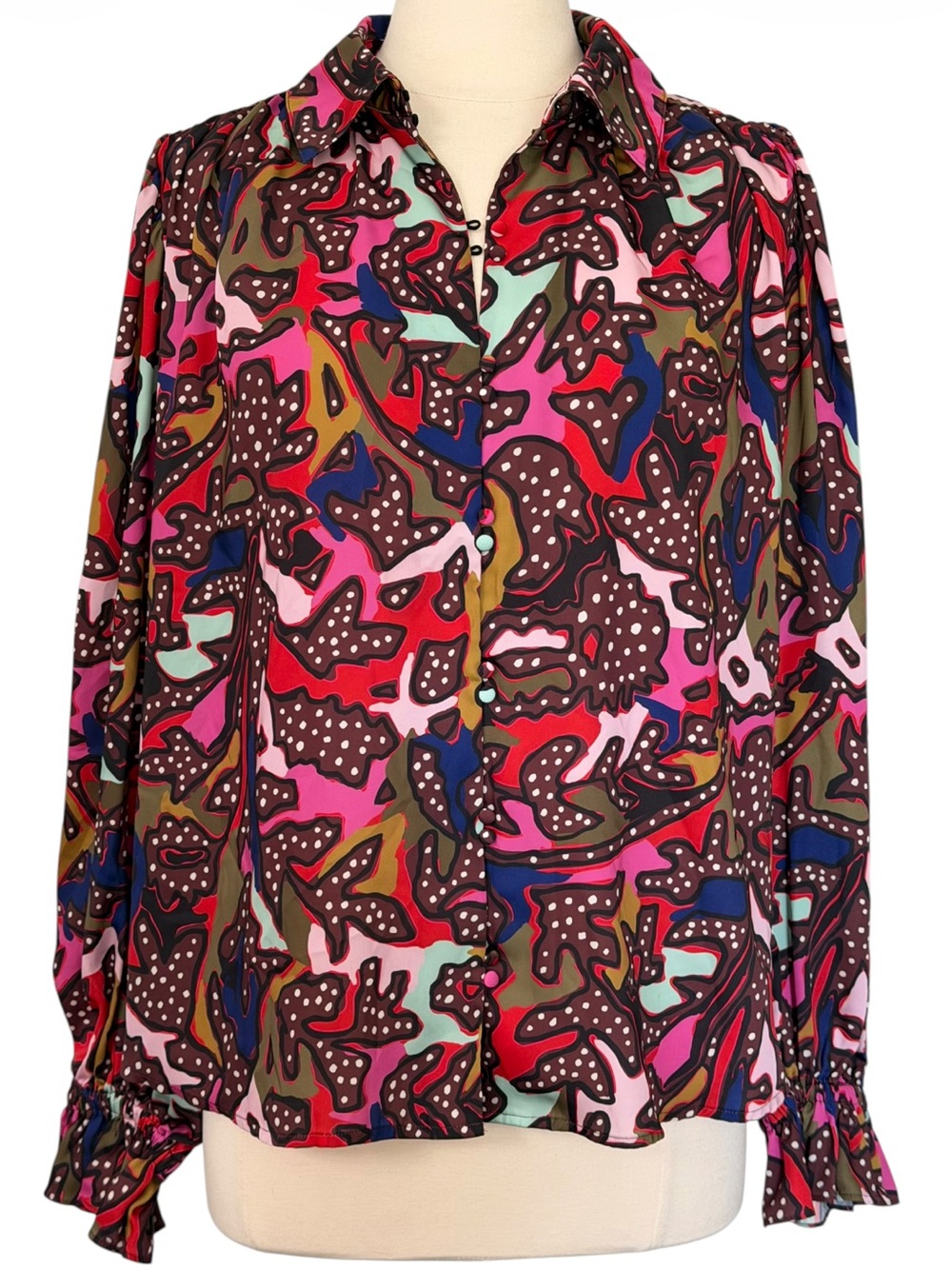 CROSBY by Mollie Burch Abstract Print Long Sleeve Top Size L